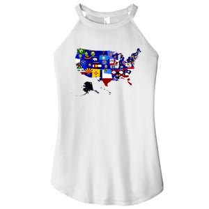 United States Map With Embeded Flags Women's Perfect Tri Rocker Tank