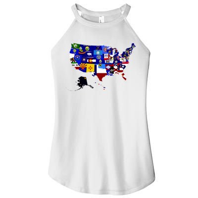 United States Map With Embeded Flags Women's Perfect Tri Rocker Tank