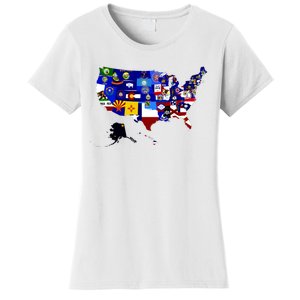 United States Map With Embeded Flags Women's T-Shirt