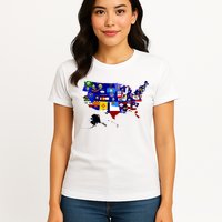 United States Map With Embeded Flags Womens T-Shirt