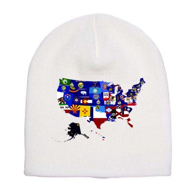United States Map With Embeded Flags Short Acrylic Beanie