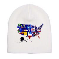 United States Map With Embeded Flags Short Acrylic Beanie