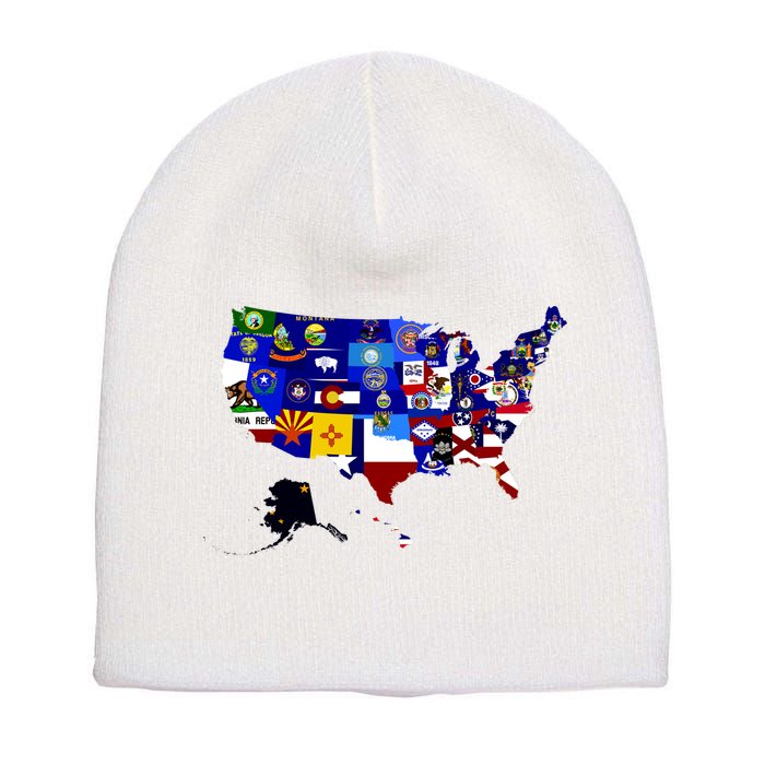 United States Map With Embeded Flags Short Acrylic Beanie