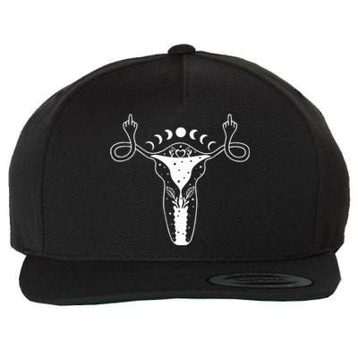 Uterus Shows Middle Finger Feminist Feminism Wool Snapback Cap