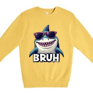 Unny Shark Meme Bruh Teenager Humor Premium Crewneck Sweatshirt