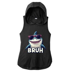 Unny Shark Meme Bruh Teenager Humor Ladies PosiCharge Tri-Blend Wicking Draft Hoodie Tank