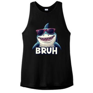 Unny Shark Meme Bruh Teenager Humor Ladies PosiCharge Tri-Blend Wicking Tank