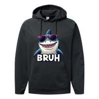 Unny Shark Meme Bruh Teenager Humor Performance Fleece Hoodie