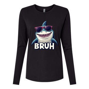 Unny Shark Meme Bruh Teenager Humor Womens Cotton Relaxed Long Sleeve T-Shirt