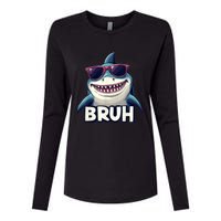 Unny Shark Meme Bruh Teenager Humor Womens Cotton Relaxed Long Sleeve T-Shirt