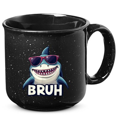 Unny Shark Meme Bruh Teenager Humor 15oz Campfire Ceramic Mug
