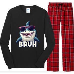 Unny Shark Meme Bruh Teenager Humor Long Sleeve Pajama Set