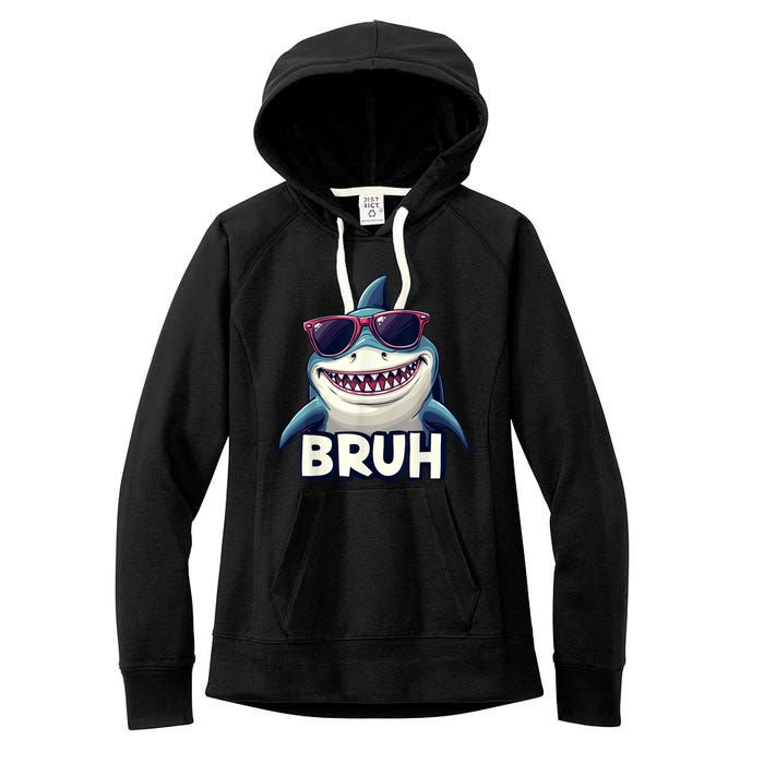 Unny Shark Meme Bruh Teenager Humor Women's Fleece Hoodie