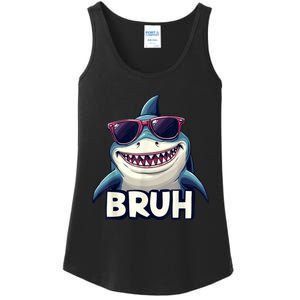 Unny Shark Meme Bruh Teenager Humor Ladies Essential Tank