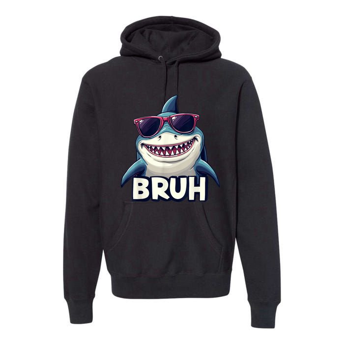 Unny Shark Meme Bruh Teenager Humor Premium Hoodie