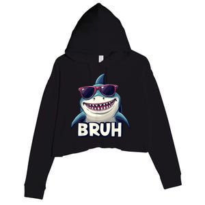 Unny Shark Meme Bruh Teenager Humor Crop Fleece Hoodie