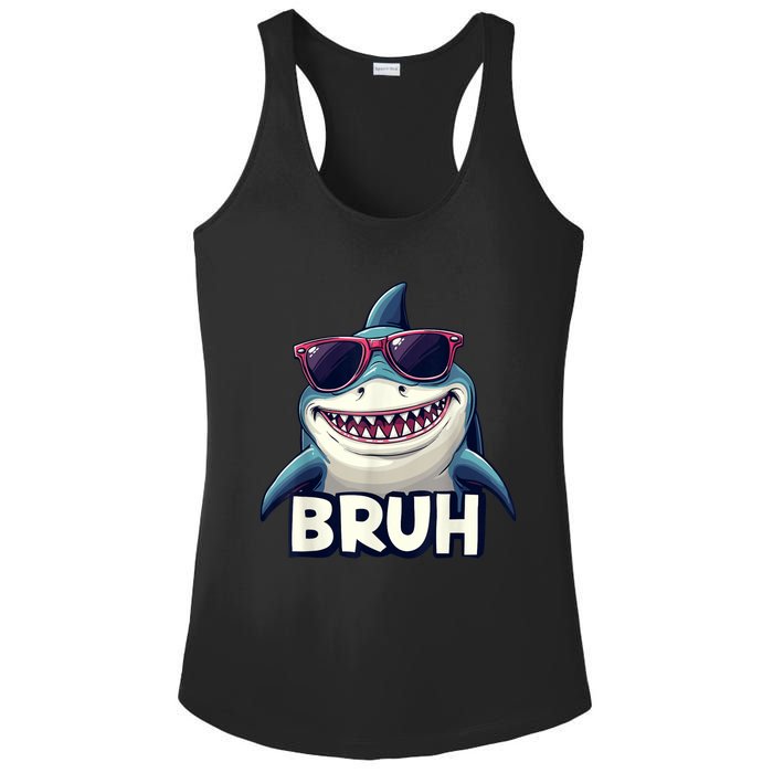 Unny Shark Meme Bruh Teenager Humor Ladies PosiCharge Competitor Racerback Tank