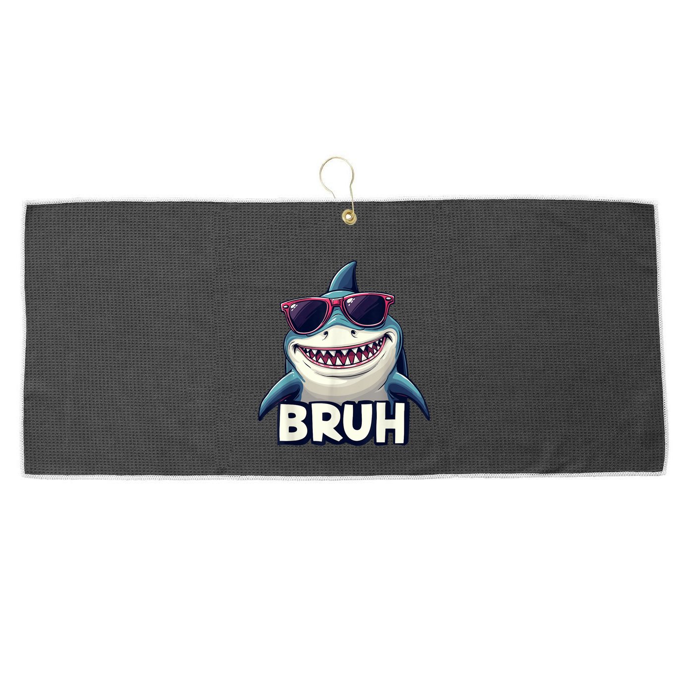 Unny Shark Meme Bruh Teenager Humor Large Microfiber Waffle Golf Towel