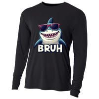 Unny Shark Meme Bruh Teenager Humor Cooling Performance Long Sleeve Crew