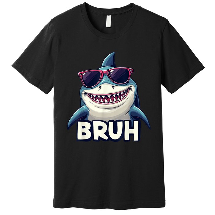 Unny Shark Meme Bruh Teenager Humor Premium T-Shirt