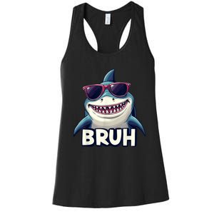 Unny Shark Meme Bruh Teenager Humor Women's Racerback Tank