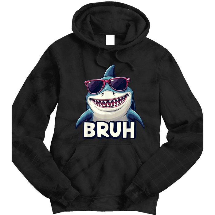 Unny Shark Meme Bruh Teenager Humor Tie Dye Hoodie