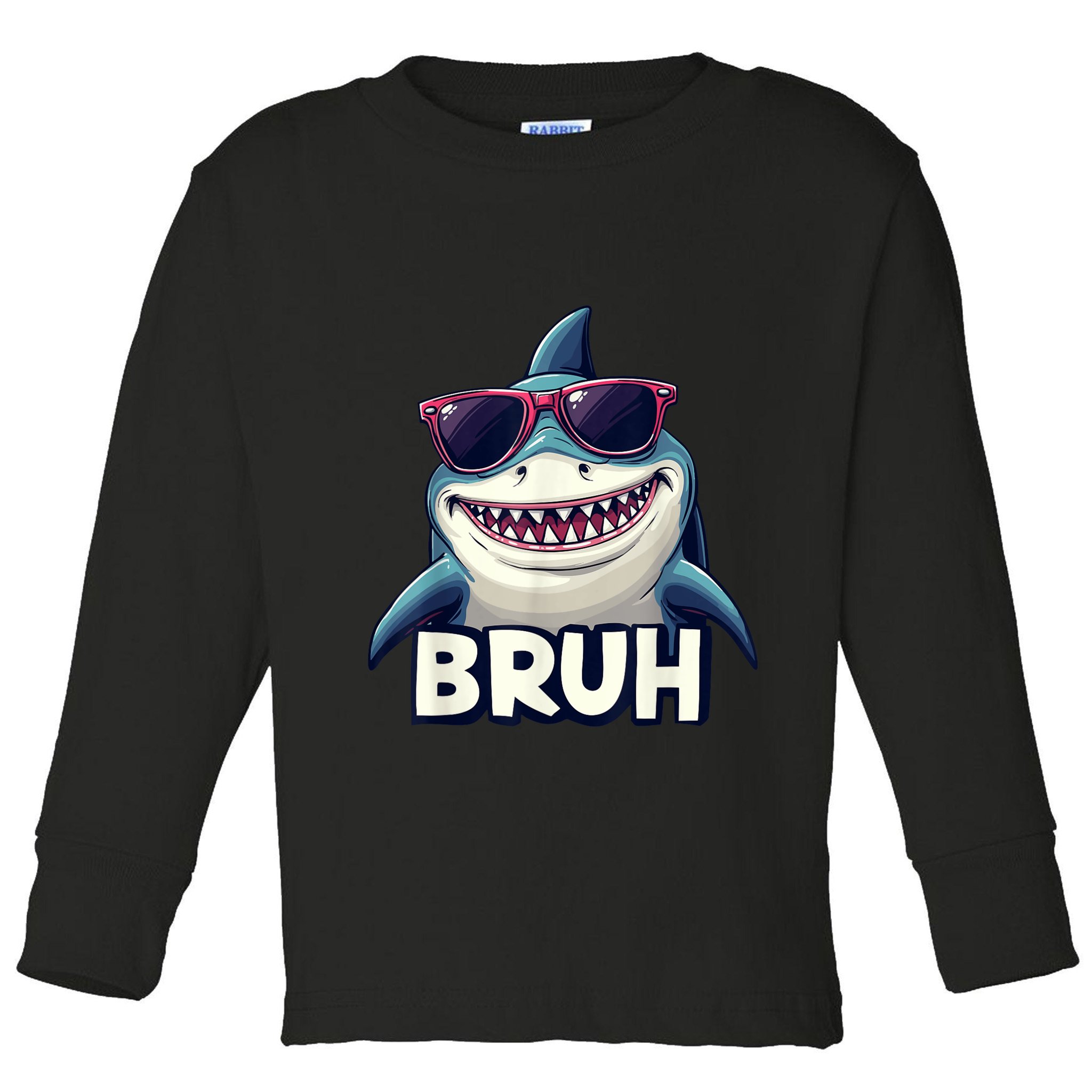 Unny Shark Meme Bruh Teenager Humor Toddler Long Sleeve Shirt