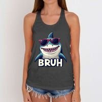 Unny Shark Meme Bruh Teenager Humor Women's Knotted Racerback Tank