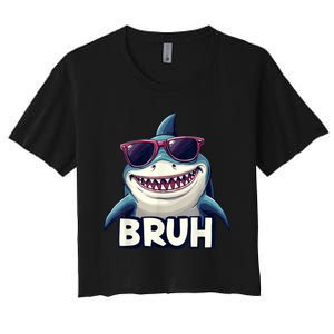 Unny Shark Meme Bruh Teenager Humor Women's Crop Top Tee