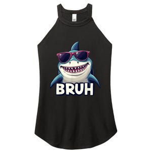 Unny Shark Meme Bruh Teenager Humor Women's Perfect Tri Rocker Tank