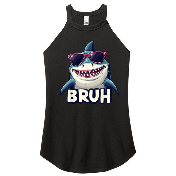 Unny Shark Meme Bruh Teenager Humor Women's Perfect Tri Rocker Tank