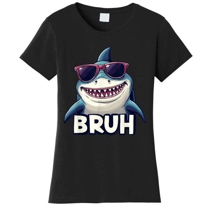 Unny Shark Meme Bruh Teenager Humor Women's T-Shirt