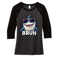 Unny Shark Meme Bruh Teenager Humor Women's Tri-Blend 3/4-Sleeve Raglan Shirt