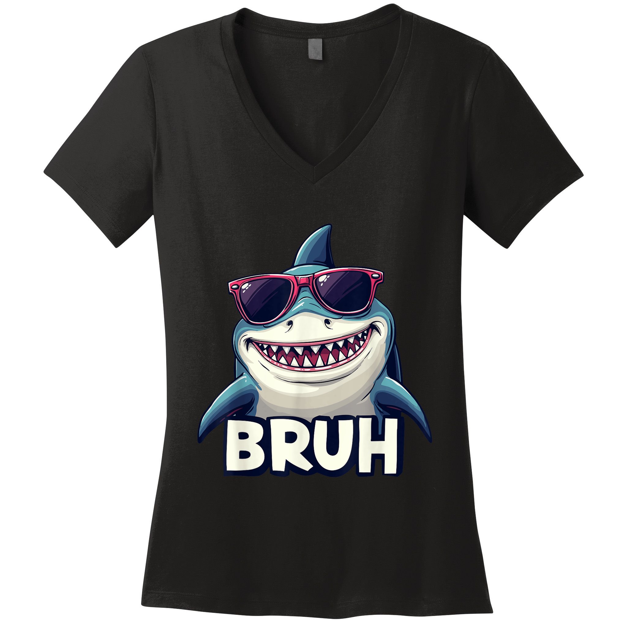 Unny Shark Meme Bruh Teenager Humor Women's V-Neck T-Shirt