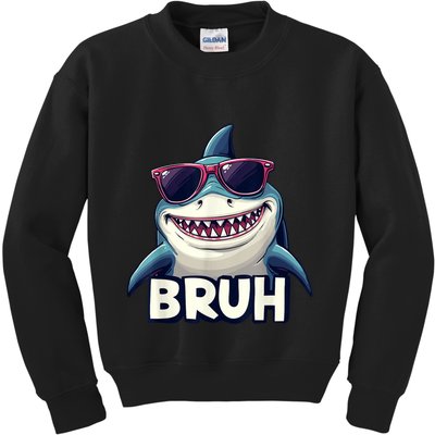 Unny Shark Meme Bruh Teenager Humor Kids Sweatshirt