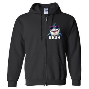 Unny Shark Meme Bruh Teenager Humor Full Zip Hoodie