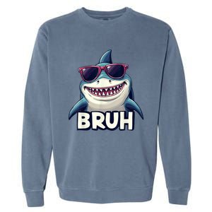 Unny Shark Meme Bruh Teenager Humor Garment-Dyed Sweatshirt