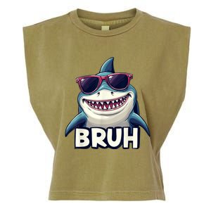 Unny Shark Meme Bruh Teenager Humor Garment-Dyed Women's Muscle Tee