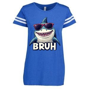 Unny Shark Meme Bruh Teenager Humor Enza Ladies Jersey Football T-Shirt