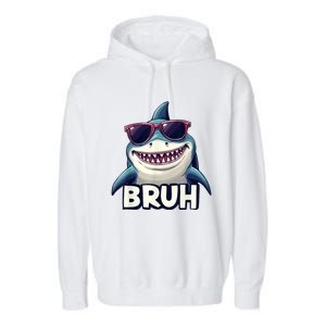 Unny Shark Meme Bruh Teenager Humor Garment-Dyed Fleece Hoodie