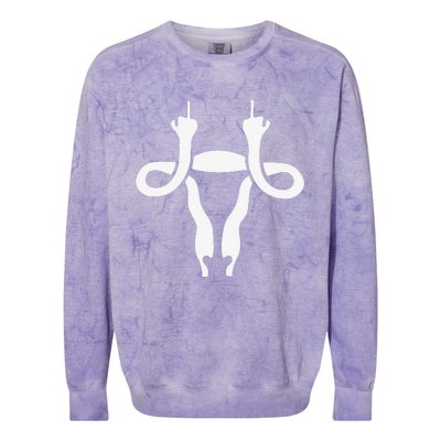 Uterus Shows Middle Finger Feminist Feminism Colorblast Crewneck Sweatshirt