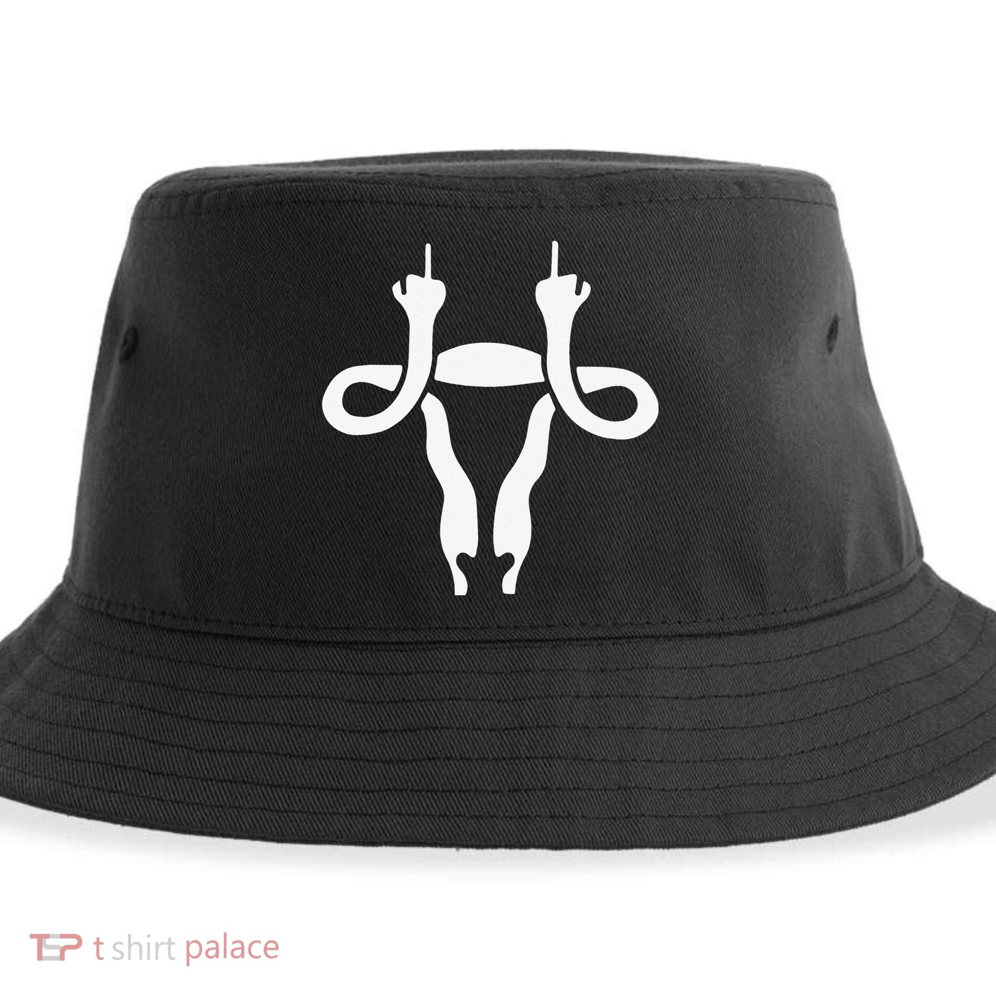 Uterus Shows Middle Finger Feminist Feminism Sustainable Bucket Hat