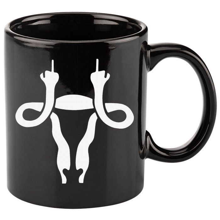 Uterus Shows Middle Finger Feminist Feminism 11oz C Handle Ceramic Mug