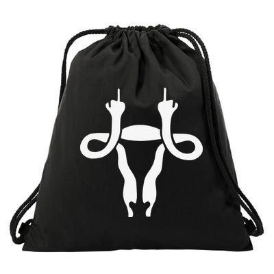 Uterus Shows Middle Finger Feminist Feminism Drawstring Bag