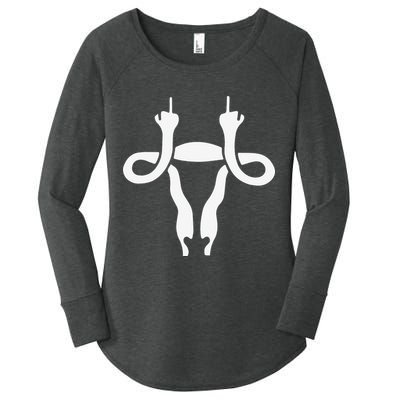 Uterus Shows Middle Finger Feminist Feminism Women's Perfect Tri Tunic Long Sleeve Shirt