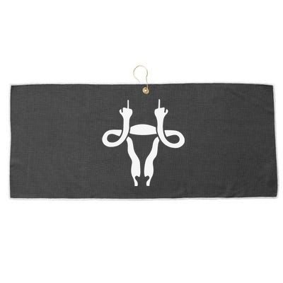 Uterus Shows Middle Finger Feminist Feminism Large Microfiber Waffle Golf Towel