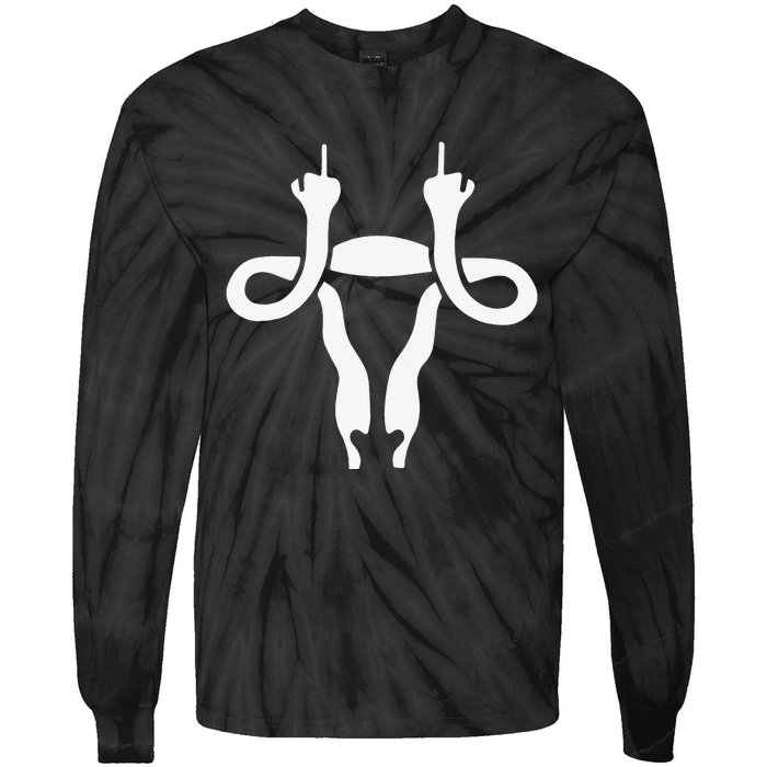 Uterus Shows Middle Finger Feminist Feminism Tie-Dye Long Sleeve Shirt