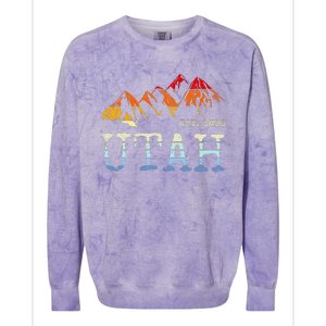 Utah Sunset Mountain Home Est 1896 Cool Hiking Colorblast Crewneck Sweatshirt