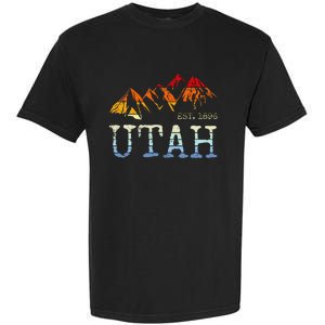 Utah Sunset Mountain Home Est 1896 Cool Hiking Garment-Dyed Heavyweight T-Shirt