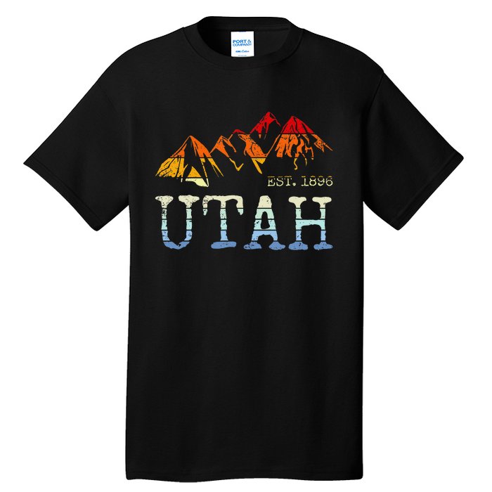 Utah Sunset Mountain Home Est 1896 Cool Hiking Tall T-Shirt